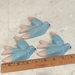 Pastel Blue and Pink MCM chalkware Birds